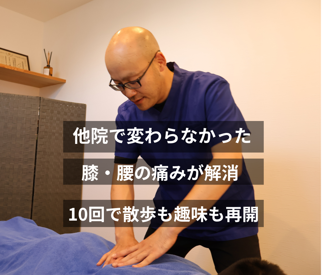 【症例報告】他院で改善しなかった腰・膝の痛み。徳島市の50代女性が10回で「朝晩の散歩」と「趣味」を楽しめるようになった理由